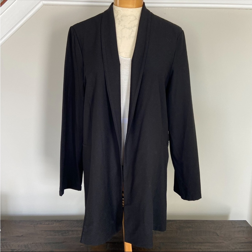Eileen Fisher Black Long Cardigan Jacket Lightweight Women’s XL